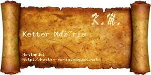 Ketter Mária névjegykártya